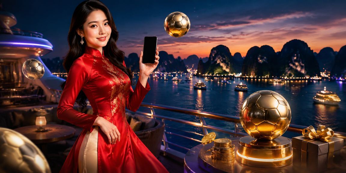 Phụ nữ mặc áo dài trên vịnh Hạ Long theo dõi cá cược bóng đá trực tuyến